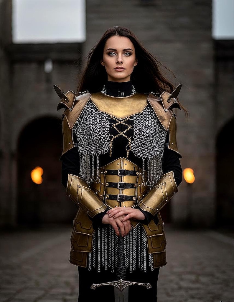 Medieval Lady Warrior Armor Set Medieval Fantasy Chainmail Cosplay For medieval-lady-warrior-armor-set-medieval-fantasy-chainmail-cosplay-for