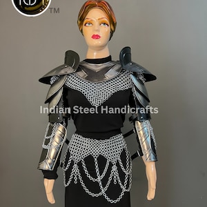Medieval Steel Pouldron Gorget Armor: LARP Cosplay Costume