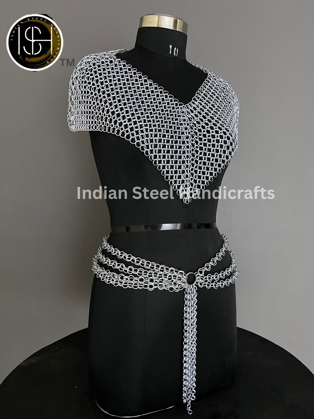 Metal Viking Top & Belt, Ren faire Chainmaille Handmade Medieval Cosplay Armor, SCA Larp Costume, Mother's day Reenactment, Christmas Gift.
