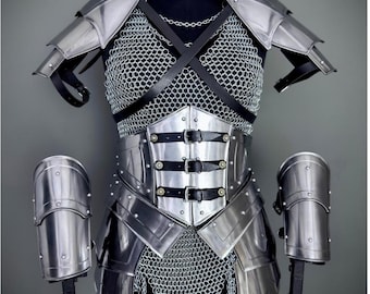 Brave Lady Mittelalter Kürass Rüstung - Stahl & Kettenhemd Cosplay für LARP, SCA, Reenactment