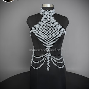 Medieval Chainmail Halter Top: Steel Fantasy Costume