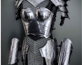Brave Lady Ritter Brustpanzer, Mittelalterliches Fantasy Kostüm für Cosplay & LARP Events.