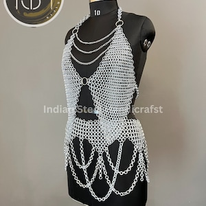 Medieval Chainmail Top and Skirt: 16 Gauge Steel Costume Jewelry