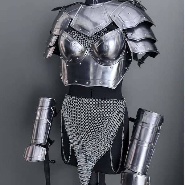 Medieval Women's Chainmail Armor Set: SCA LARP Female Knight Costume