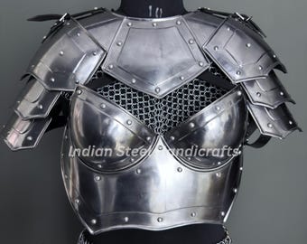 中世の女性用チェーンメイルアーマーセット：SCA LARP 女性騎士