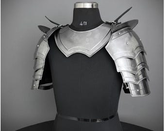 Steel Knight Gorget & Pouldron Armor: Medieval LARP Cosplay Costume
