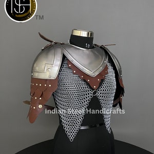 Medieval Knight Steel Armor: Gorget, Pouldrons, Chainmail - LARP Cosplay