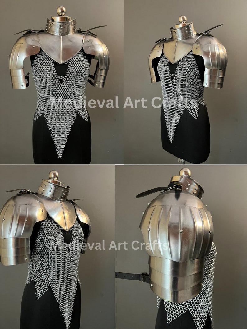 Knight Brave Female Armor, Gorget Pouldron Armor, Cosplay Armor, Sca Armor, Larp Armor, Gift for Women image 7