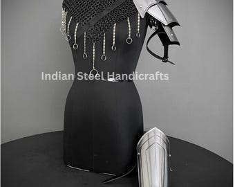 Middeleeuwse ridder stalen schouder- en bracerpantser, LARP-cosplay