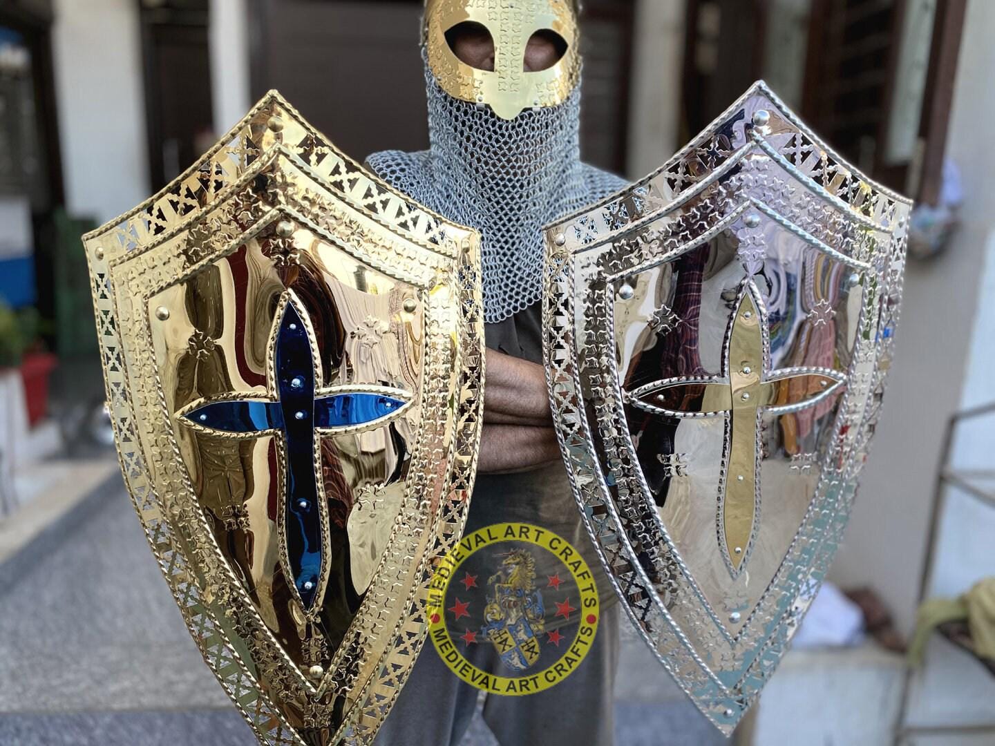 クルセイダーナイトシールド、LARPアーマー、ファンタジー クルセイダーナイトシールド、LARPアーマー、ファンタジー