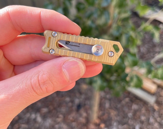 Brass Utility Knife. Box Cutter. Edc. Patina. Mens. Gift. Husband. Special. Collectable