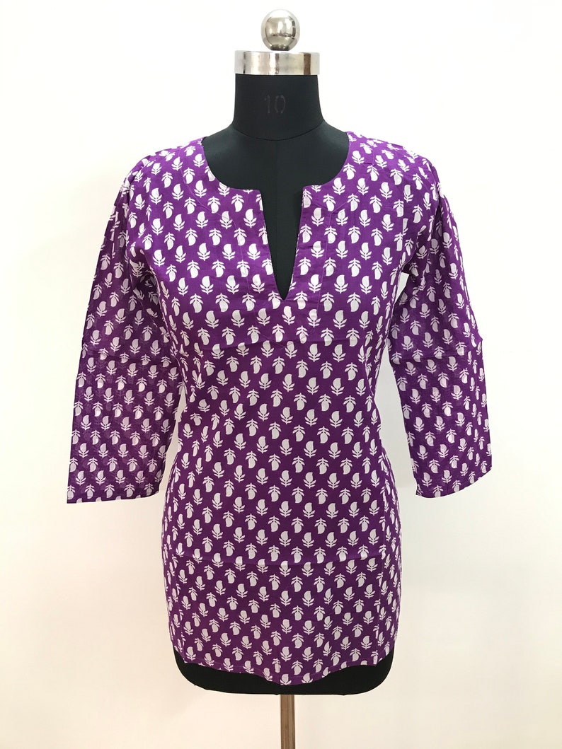 Indian Ethnic Women/'s Designer Short Cotton Printed Tunic Top Cotton Printed Blouse Cotton Printed kurti