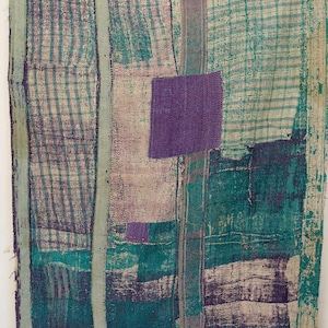 Trapunta Kantha indiana vintage in morbido cotone, reversibile, ideale per decorare la camera da letto in stile boho.