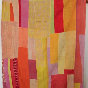 Vintage Kantha Quilt, ręcznie robiony bawełniany narzut na łóżko z motywem kwiatowym, dwustronny koc