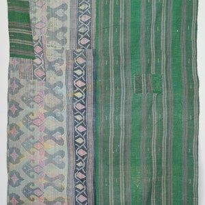 Handgemaakte vintage kantha-quilt: omkeerbaar patchworkkleed