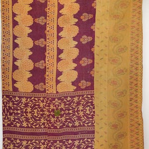 Handgemaakte vintage kantha-quilt: deken van gerecycled katoen