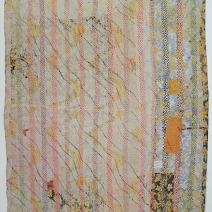 Handgemaakte vintage kantha-quilt: omkeerbaar patchworkkleed