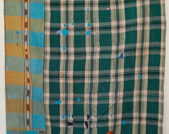Miękka bawełniana narzuta Kantha, dwustronna kołdra w stylu vintage, kwiatowy koc boho, ręcznie robiona pościel indyjska