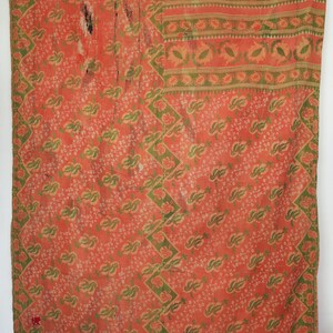 Vintage Kantha Quilt: Handmade Recycled Cotton Throw Blanket