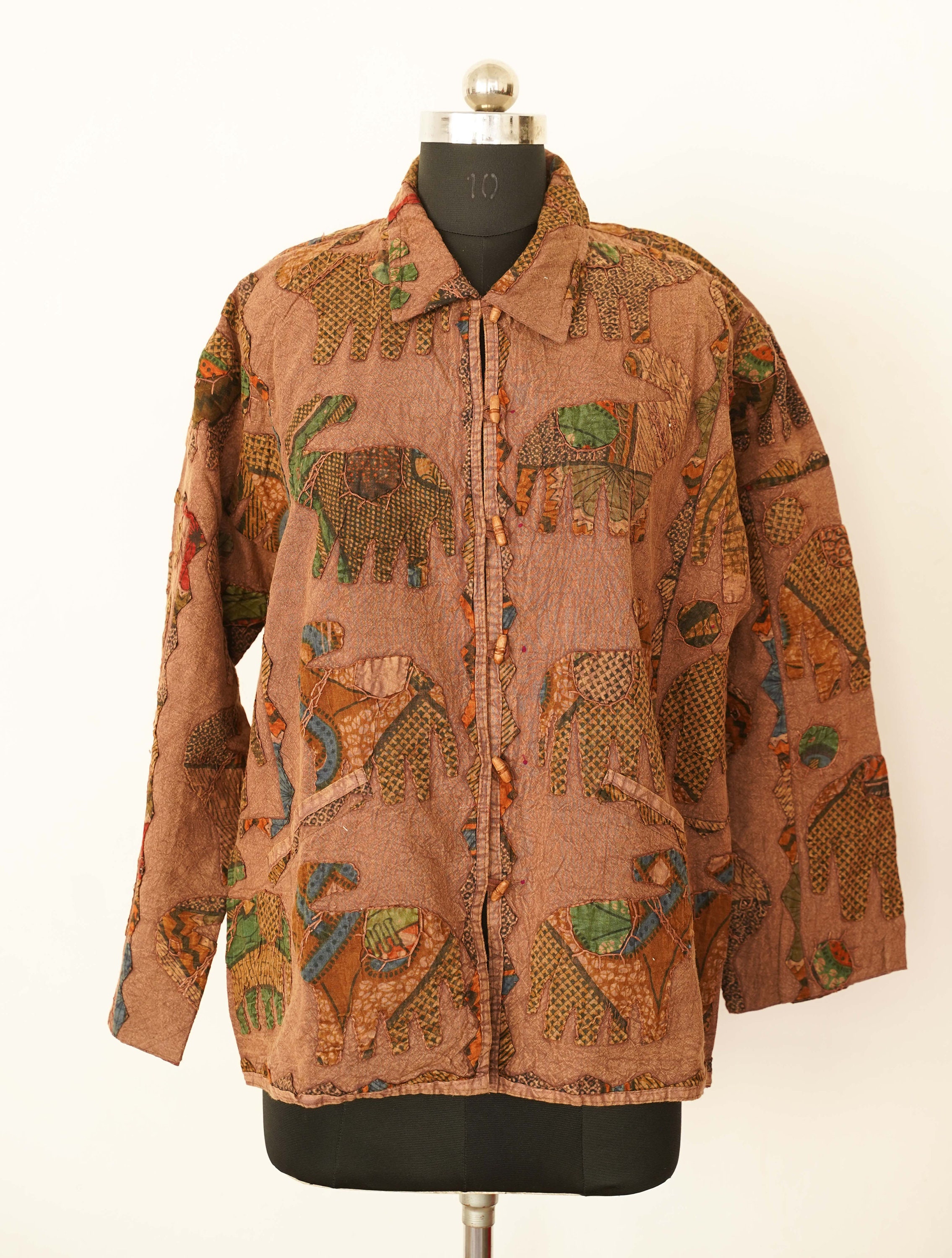 XXL Size Non-Fiber Fine Stitch Vintage Cotton Kantha Jackets Quilted Coat, Handmade Animal Print Unisex Blazer, Winter Warm Jackets