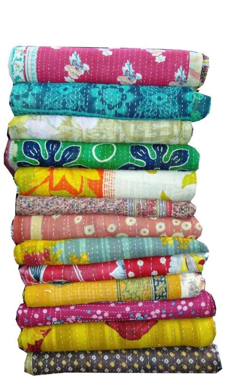 Vintage Kantha Quilt Lot 10 Pieces Handmade Embroidered Gudari Etsy