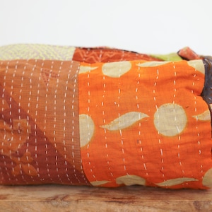 Hermoso algodón Vintage Kantha cepillos bolsa de maquillaje accesorio T-Pouch Kantha trabajo cepillo bolsa india étnica bolsa baño artículos de tocador cosméticos