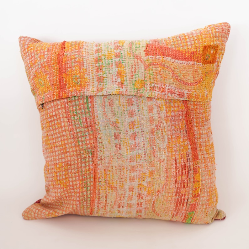 Newly Arrivals 50x50 Vintage Kantha Pillow Cover Handmade Vintage Cushion Cover Antique Kantha Throw Pillow Designer Trending Cushion Cover