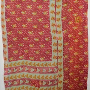 Manta Kantha vibrante, estilo vintage, india, patchwork, boho, hecha a mano.