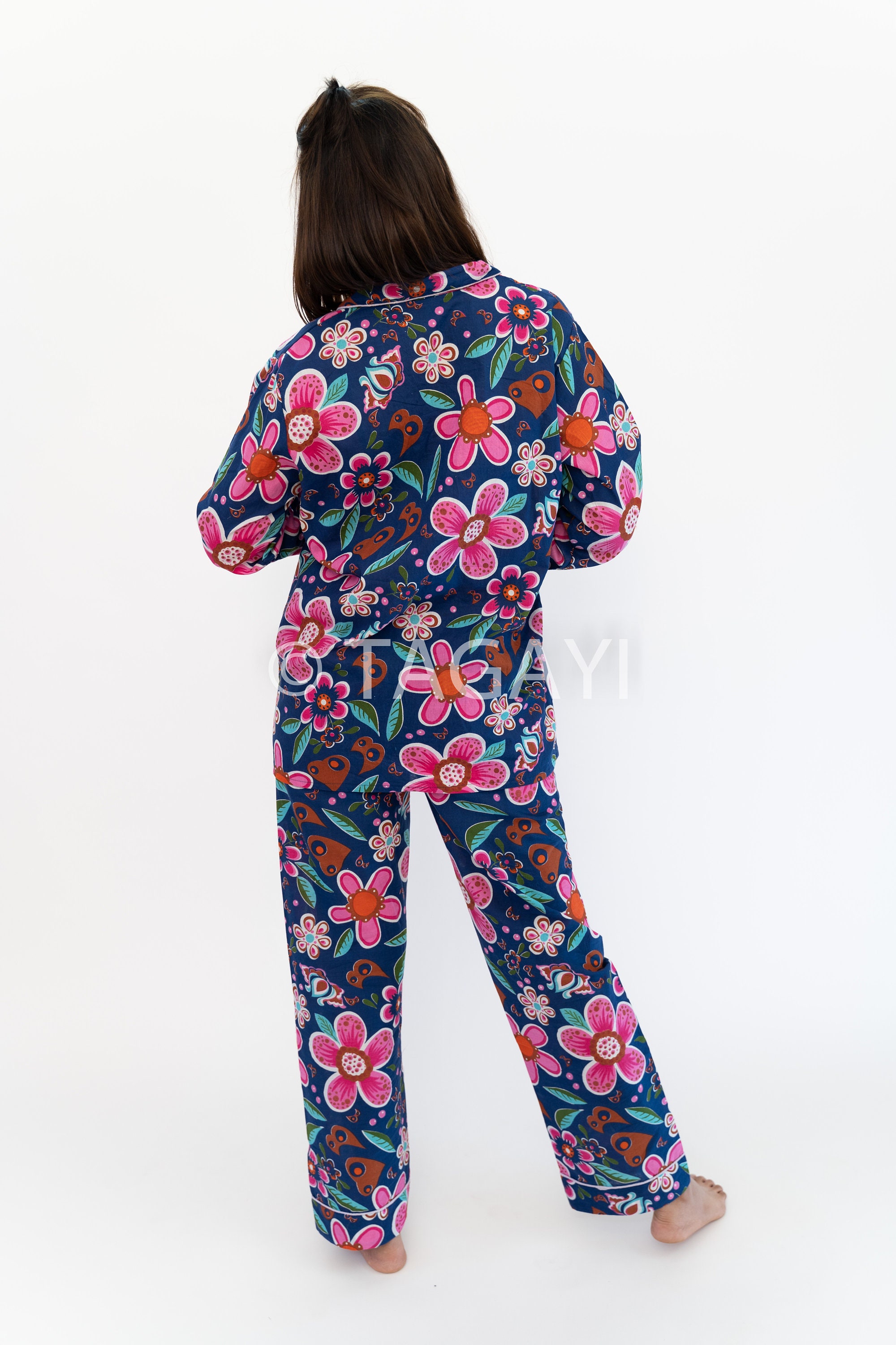 Indian Floral Print Beautiful Organic Cotton Pyjama Set Cozy Etsy UK