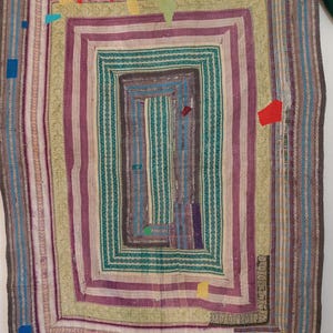 Vintage Kantha-quilt: handgemaakte deken van gerecycled katoen