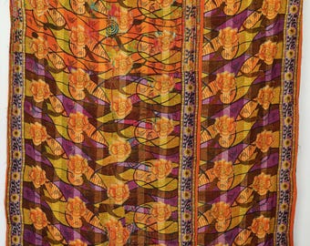 Vintage Kantha Quilt Handmade Cotton Pled Indian Kantha Bedwear Boho Home Decor Rustykalny Koc Tekstylny