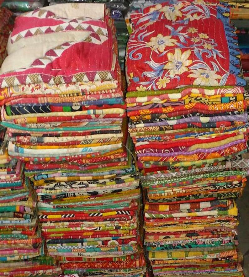Vintage Kantha Quilt Lot 10 Pieces Handmade Embroidered Gudari Etsy