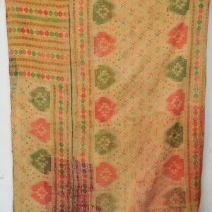 Koc Kantha w kwiaty w stylu vintage, szyty ręcznie bawełniany, wystrój boho