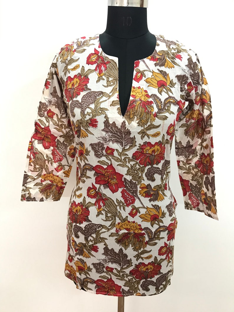 Indian Ethnic Women/'s Designer Short Cotton Printed Tunic Top Cotton Printed Blouse Cotton Printed kurti