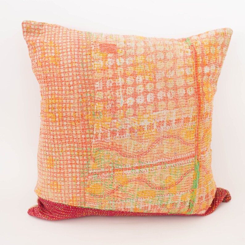 Newly Arrivals 50x50 Vintage Kantha Pillow Cover Handmade Vintage Cushion Cover Antique Kantha Throw Pillow Designer Trending Cushion Cover