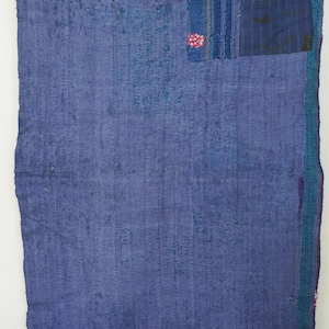Authentique couverture en coton réversible Kantha vintage, jeté indien Gudri