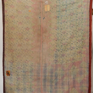 Handgemaakte vintage kantha-quilt: deken van gerecycled katoen
