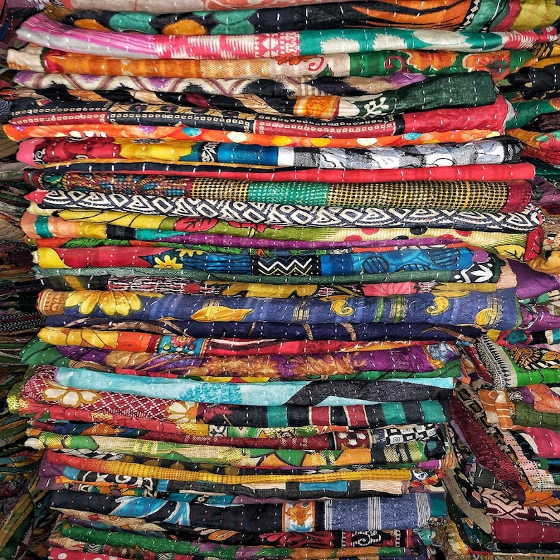 Vintage Kantha Quilt Lot 75 Pieces Handmade Embroidered Gudari Etsy