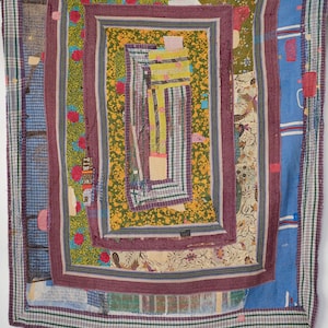 Handgemaakte vintage kantha-quilt: deken van gerecycled katoen