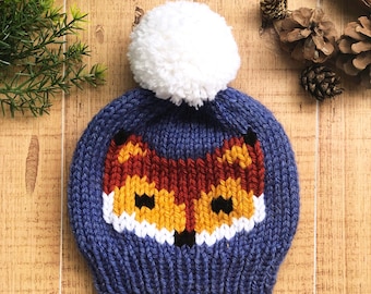 Fox Beanie, Kids Hat, Winter Hat, Fox Hat, Fox Winter Hat, Knit Fox Beanie, Baby Hat, Fun Hat, Animals Beanie