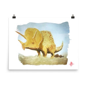 Triceratops Drops a Misty Morning Mud Pie, Pooposaur Poster, ungerahmte Giclée Druckqualität