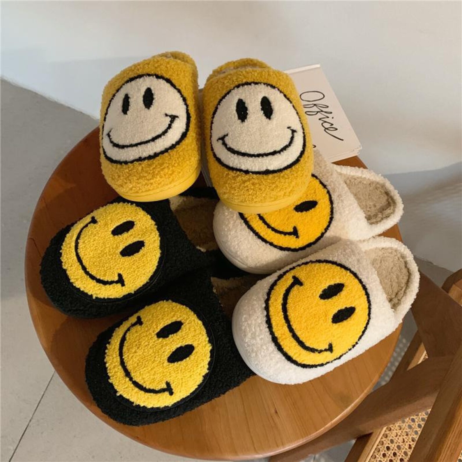 smiley face slippers etsy