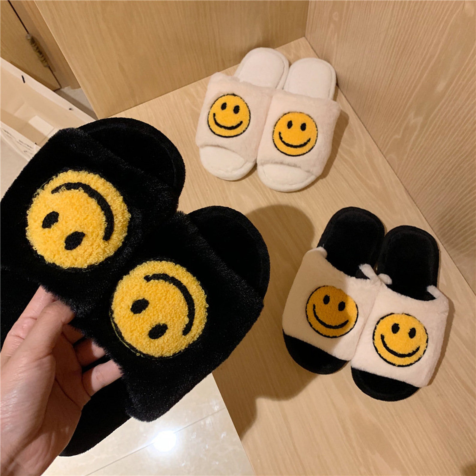 smiley face slippers tik tok