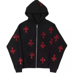 Rhinestone Gothic Streetwear Green Zipup Hoodie Y2k Hip Hop - Etsy