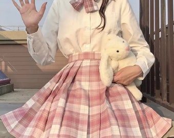 Plaid Women Pleated Skirt Bow Knot Summer High Waist Preppy Girls Dance Mini Skirt Cute A Line Harajuku Sexy Japanese Skirt Y2k 2000s 90s