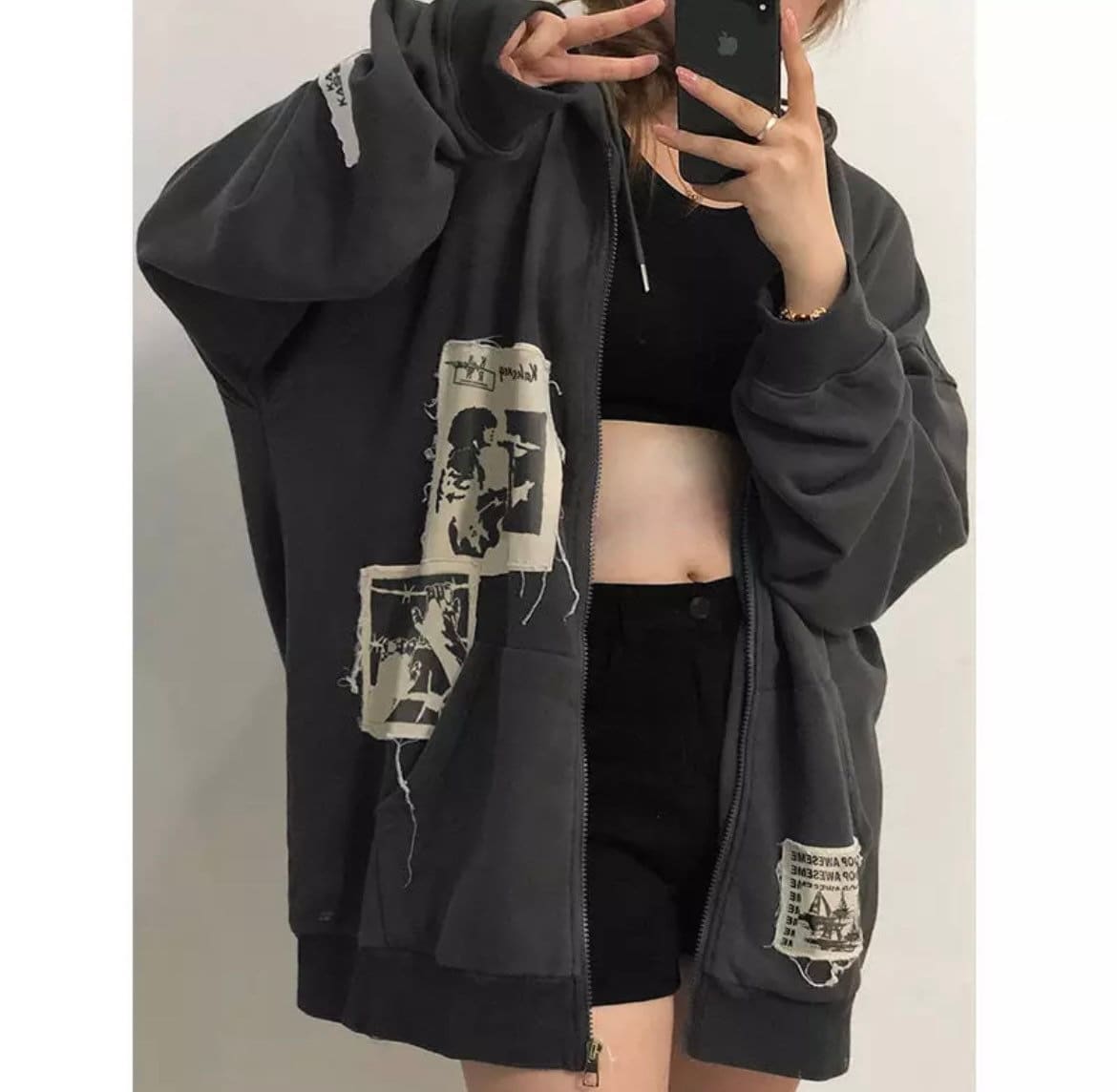 Emo Women Alt Punk Hoodie Zip up Grunge Aesthetic Jacket Etsy