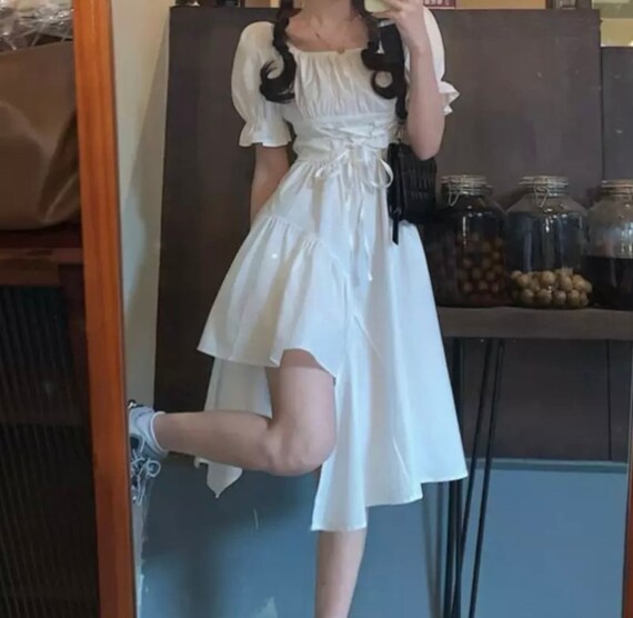 Y2k Vintage Style Elegant White Dress 