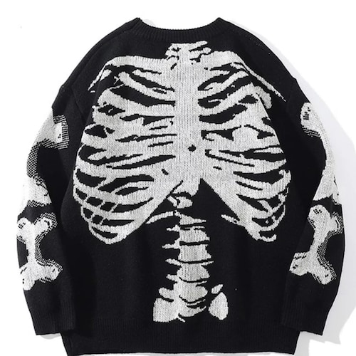 Men Oversized Sweater Black Loose 