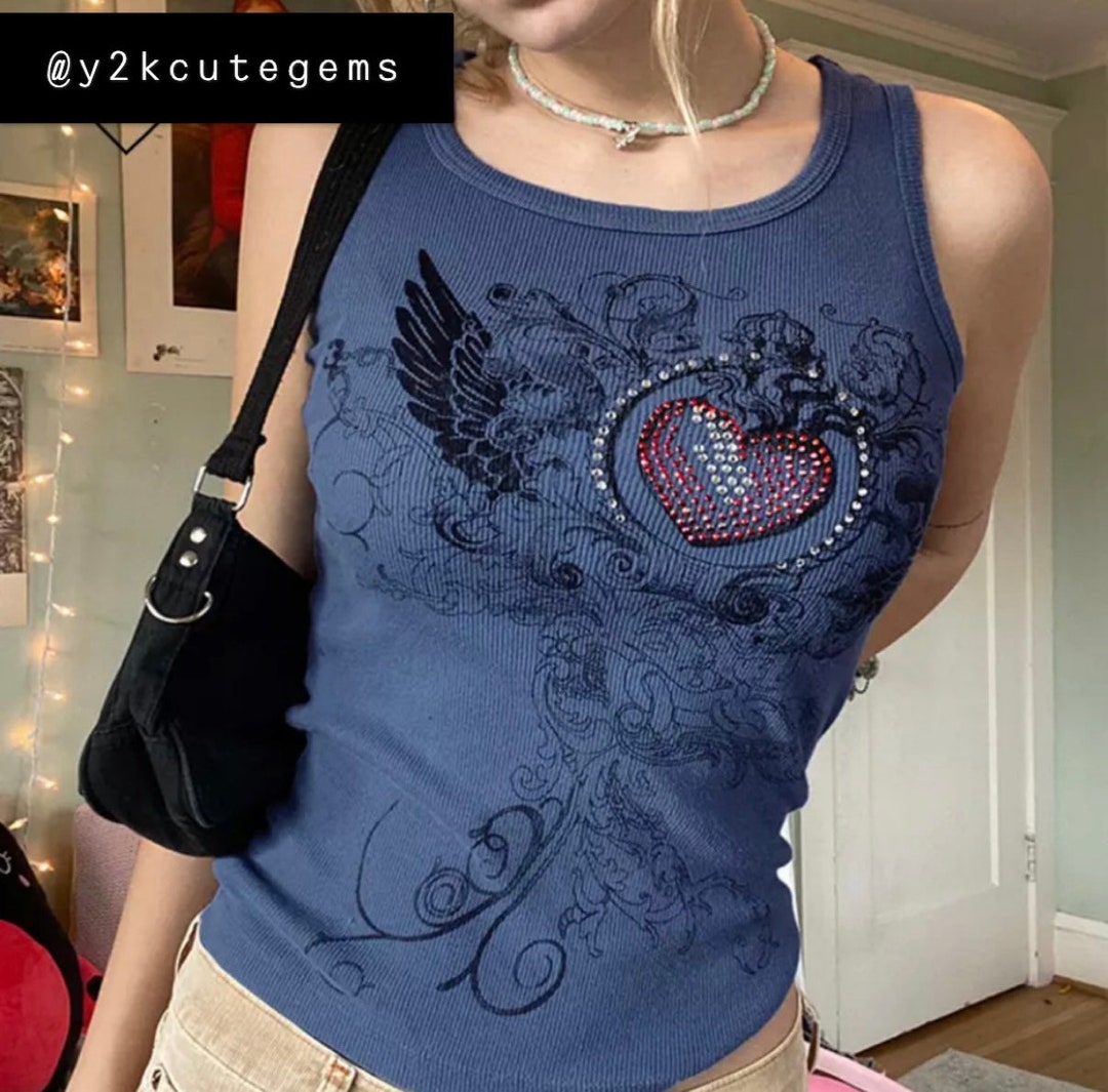 Y2k Cute 2000s Printed Crop Top Knitted Diamonds Kawaii Grunge - Etsy