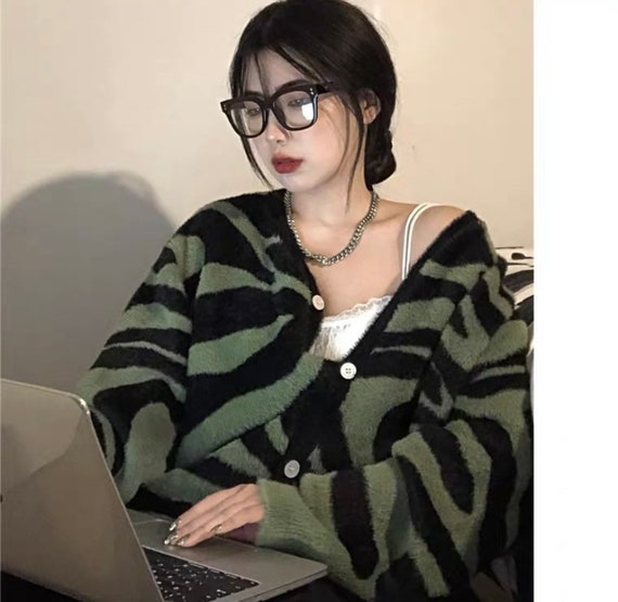 green zebra sweater